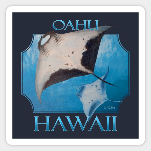 Oahu Hawaii Manta Rays Sea Rays Ocean Sticker by CMacDonaldArt